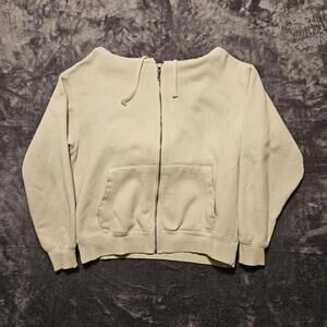 Ninth Hall Essentials Men's M Cream Distressed Zip Up Hoodie NWOT